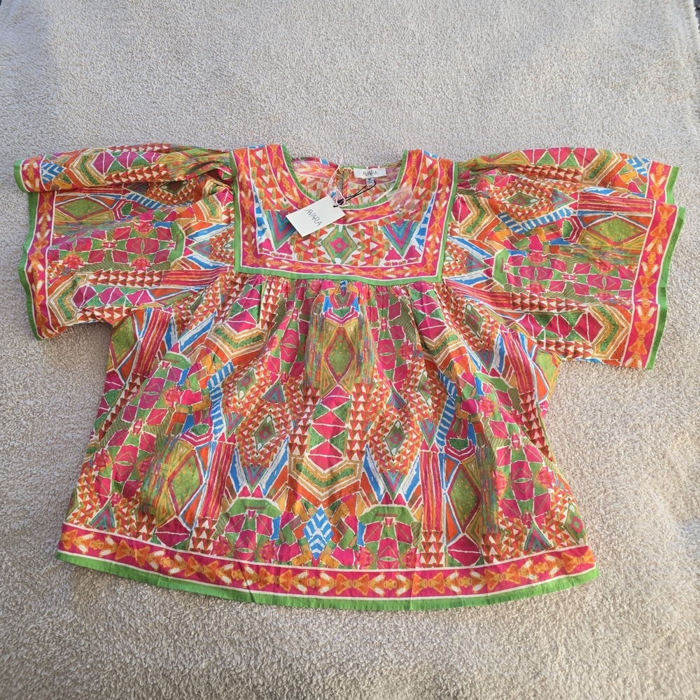 Avara Nadia Multicolor Printed Top Boho-chic Size XL NWT Keyhole Back - Picture 1 of 13